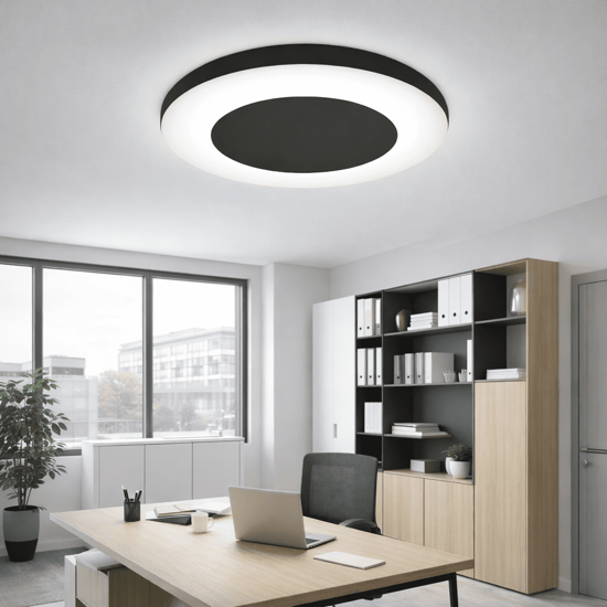 Vivida aurea plafoniera tonda nera led 38w cct 60cm per ufficio