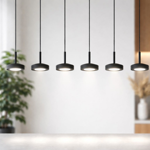 Vivida enigma lampadario con decentramento 6 luci sospese antracite