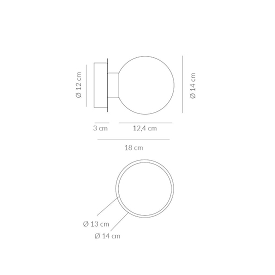 Vivida essence applique da parete champagne sfera vetro led 8w 3000k