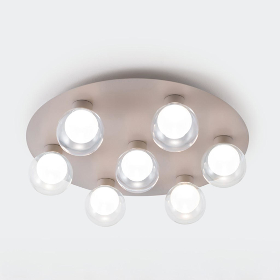 Essence vivida grande plafoniera moderna 7 sfere vetro led 3000k champagne