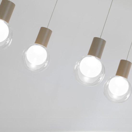 Lampadario per datavolo da pranzo champagne 7 sopensione vetro led 3000k