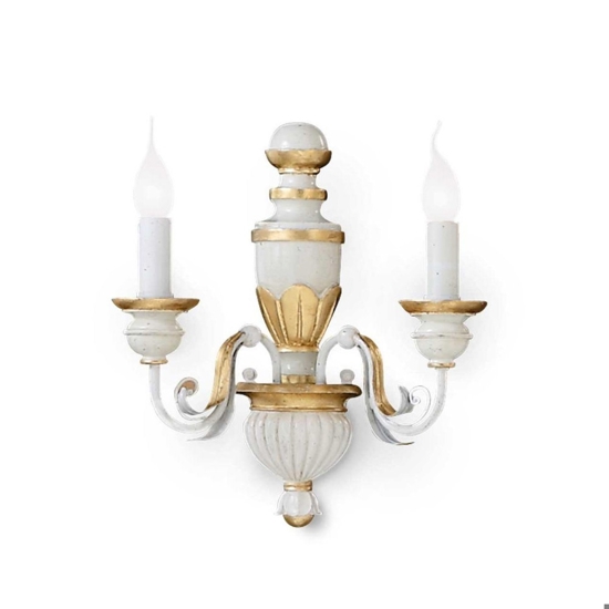 Ideal lux firenze ap2 applique due luci bianca e oro
