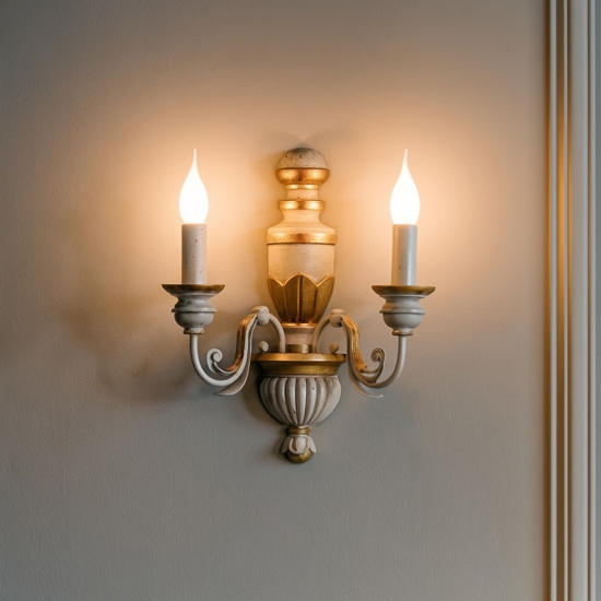 Ideal lux firenze ap2 applique due luci bianca e oro