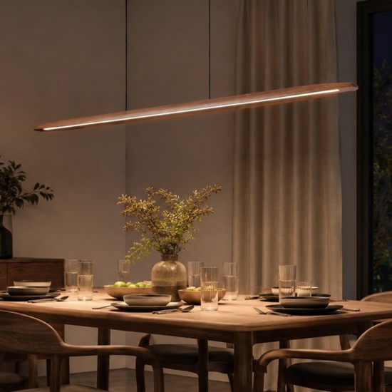 Lampadario japandi a sospensione in legno per sala da pranzo