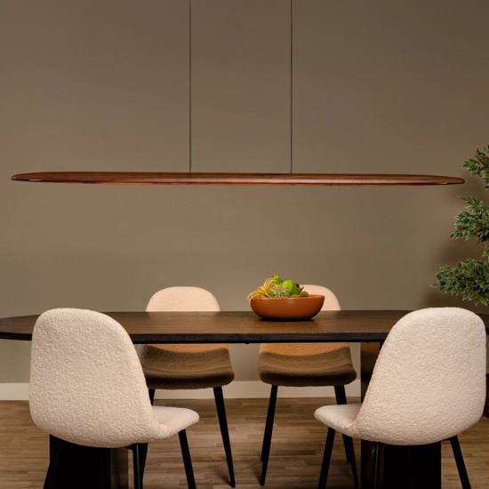 Lampadario japandi a sospensione in legno per sala da pranzo