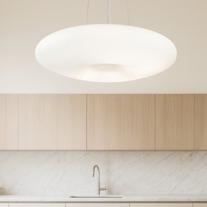 Ideal lux glory sp3 d50 lampadario disco vetro bianco