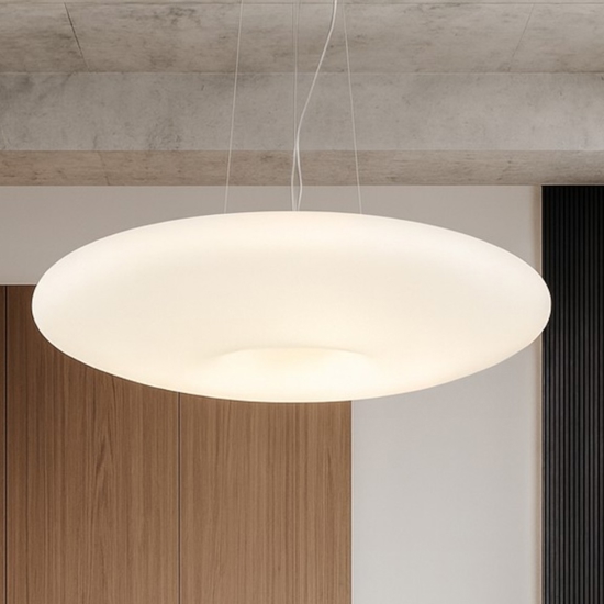 Glory sp5 d60 ideal lux lampadario moderno per soggiorno vetro bianco 60cm