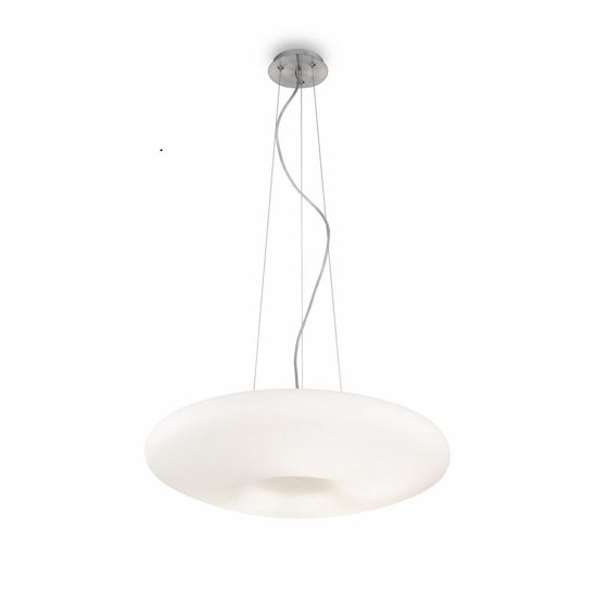 Glory sp5 d60 ideal lux lampadario moderno per soggiorno vetro bianco 60cm
