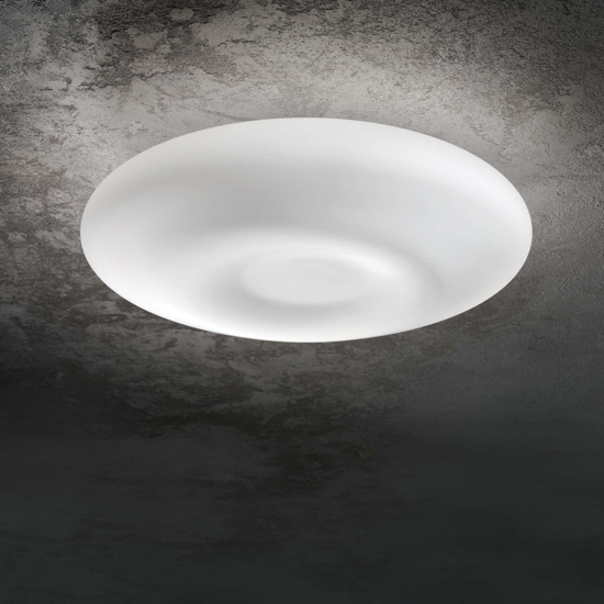 Glory pl5 d60 plafoniera in vetro 60cm nickel satinato 5 luci ideal lux per cucina