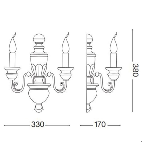 Firenze ap2 ideal lux applique bianco antico foglia oro 2 luci
