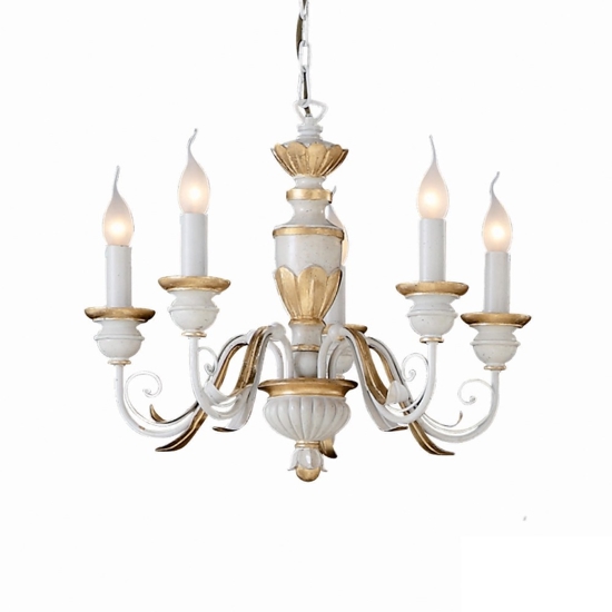 Firenze sp5 ideal lux lampadario camera matrimoniale classica 5 luci bianco antico oro
