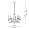 Firenze sp5 ideal lux lampadario camera matrimoniale classica 5 luci bianco antico oro