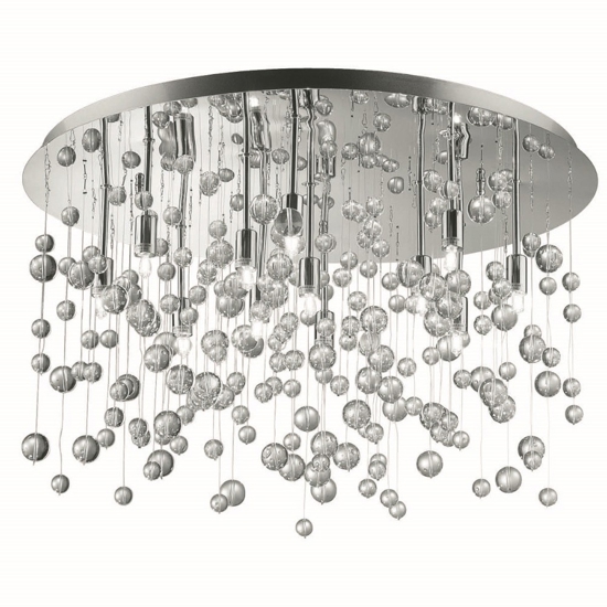 Neve pl12 cromo plafoniera ideal lux sfere vetro trasparente