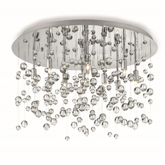 Ideal lux neve pl8 cromo plafoniera sfere di vetro trasparenti