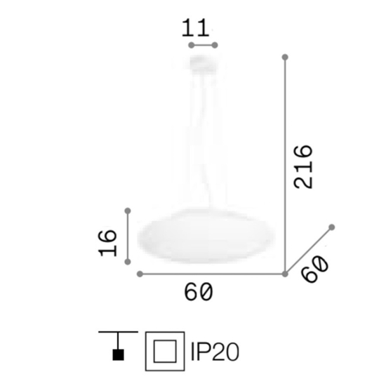 Smarties sp5 d60 lampadario per camera da letto vetro bianco ideal lux