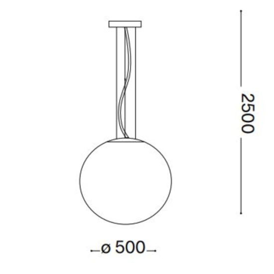 Lampadario moderno mapa bianco ideal lux sp1 d50 boccia di vetro bianco 50cm