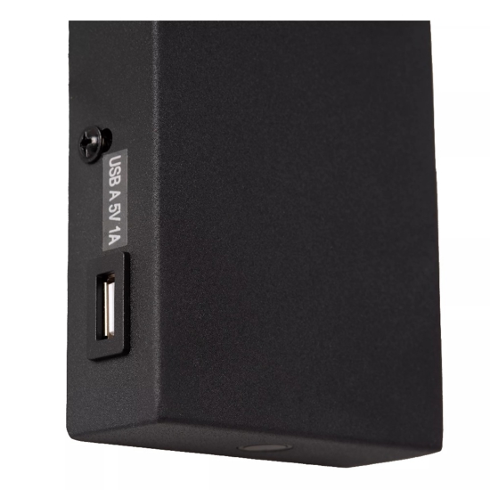 Applique da comodino nero orientabile led dimmerabile con usb