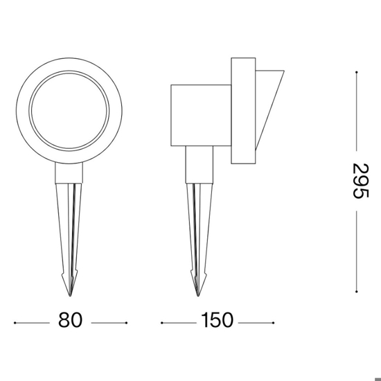 Ideal lux terra pr1 small faretto per esterno con picchetto antracite ip65