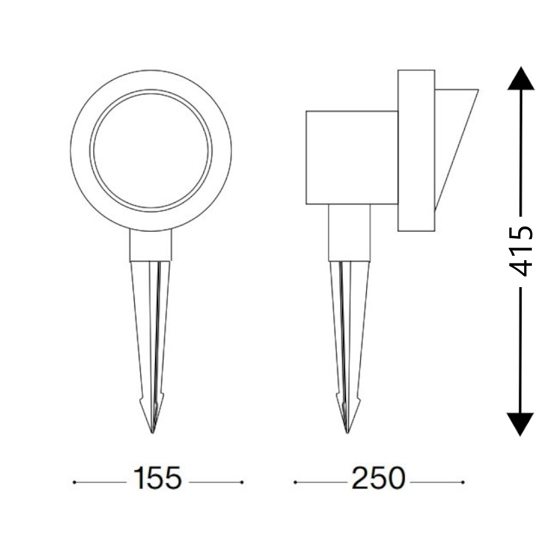 Ideal lux terra pr1 big faretto da terra con picchetto per giardino ip65 antracite