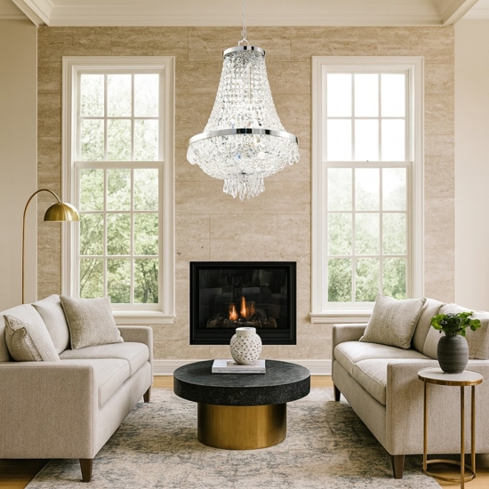 Ideal lux caesar sp6 lampadario di cristallo cromo 6 luci