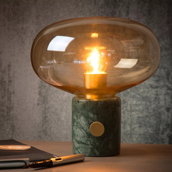 Lampada da tavolo design base di marmo verde sfere di vetro
