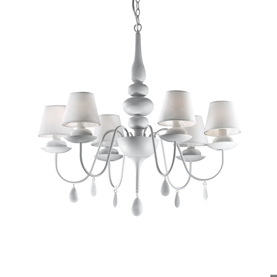 Blanche sp6 ideal lux lampadario per camera da letto bianco 6 luci shabby chic
