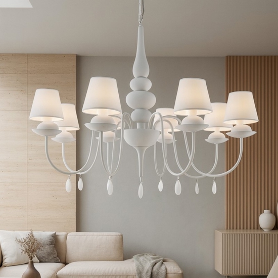 Blanche sp8 lampadario bianco 8 luci goccia ideal lux