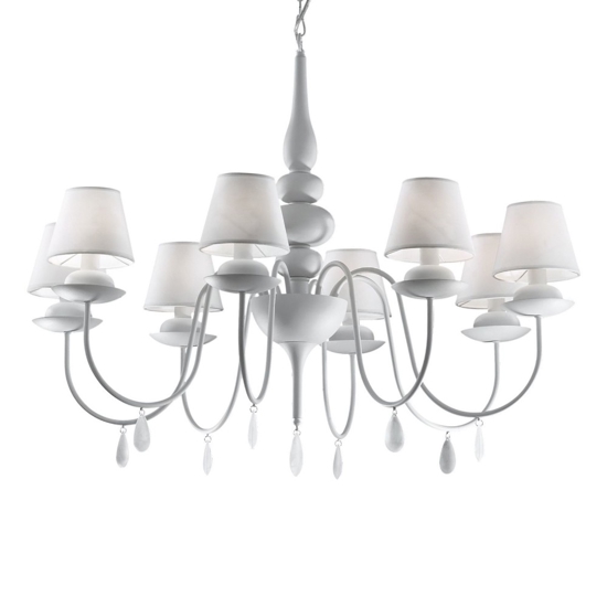 Blanche sp8 lampadario bianco 8 luci goccia ideal lux