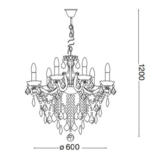 Florian sp6 lampadario di cristallo a goccia oro ideal lux