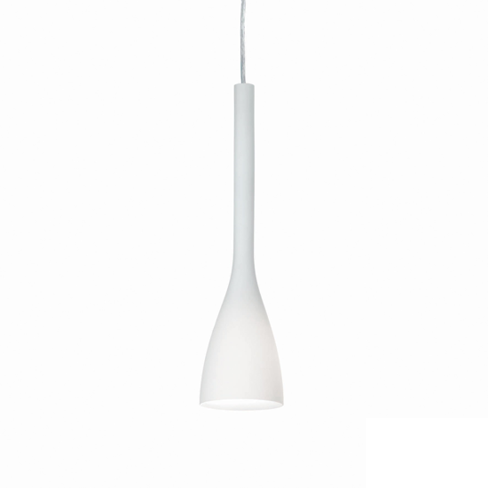 Ideal lux flut sp1 small lampada a sospensione per isola cono vetro bianco
