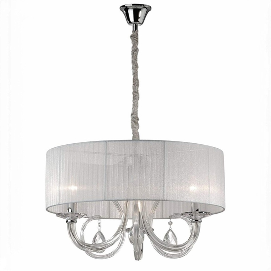 Swan sp3 ideal lux lampadario stanza da letto tessuto bianco cristallo