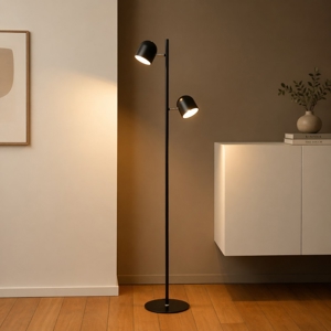 Piantana lampada da terra nera 2x5w luci orientabili led 3000k