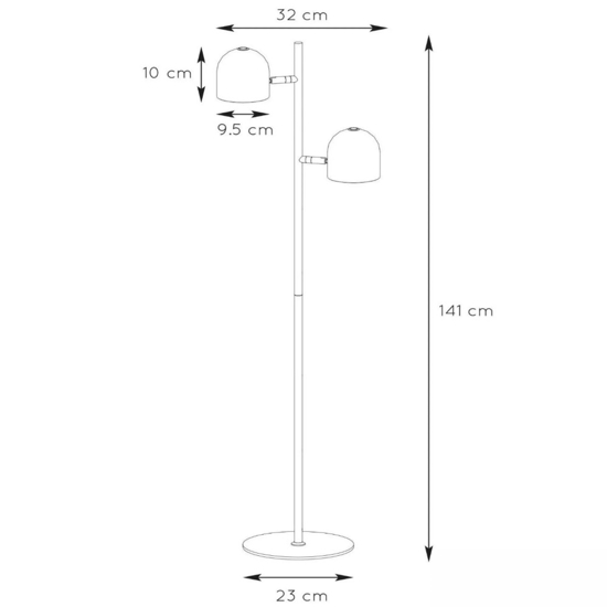 Piantana moderna da lettura bianca 2 ledx5w 3000k orientabili