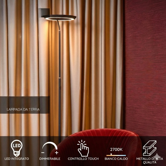 Lampada da terra piantana oro ottone led 2700k dimmerabile