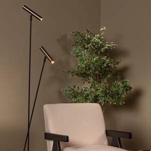 Lampada da terra piantana 2 luci orientabili dimmerabile grigio nero