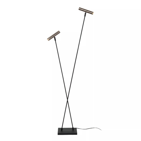 Lampada da terra piantana 2 luci orientabili dimmerabile grigio nero