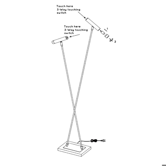 Lampada da terra piantana 2 luci orientabili dimmerabile grigio nero