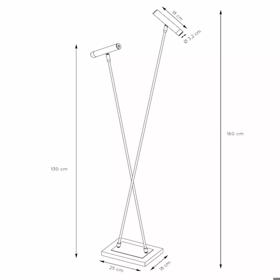 Lampada da terra piantana 2 luci orientabili dimmerabile grigio nero