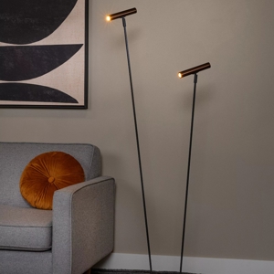 Lampada da terra piantana da lettura caffe nero 2 luci