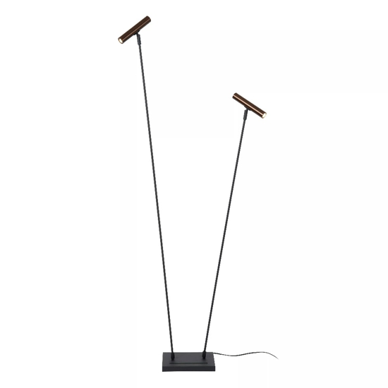 Lampada da terra piantana da lettura caffe nero 2 luci