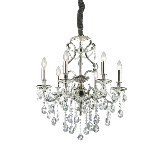 Gioconda sp6 lampadario di cristallo goccia argento 6 luci ideal lux