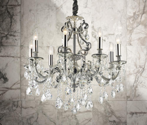 Gioconda sp8 lampadario per salone 8 luci goccia argentato ideal lux