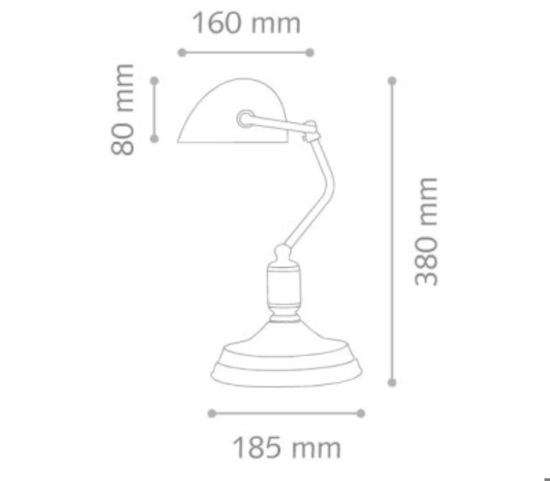 Lawyer tl1 lampada churchill da scrivania vetro verde ottone ideal lux