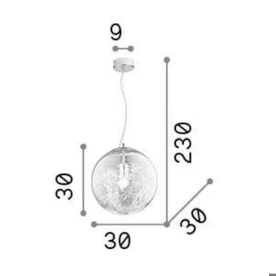 Mapa max sp1 d30 ideal lux lampada a sospensione sfera vetro