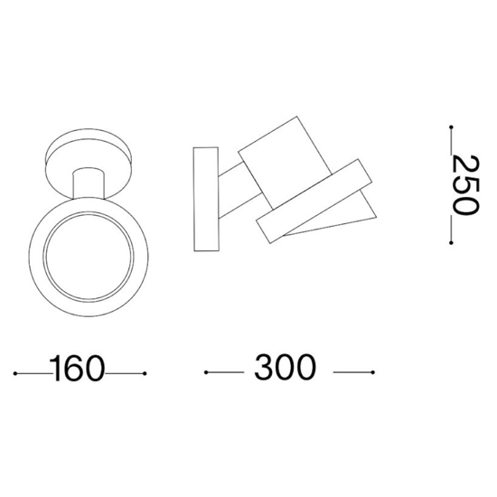 Terra ap1 big faretto da parete orientabile per esterno antracite ip65