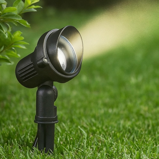Faretto con picchetto da giardino terra pr1 small ideal lux nero orientabile ip65