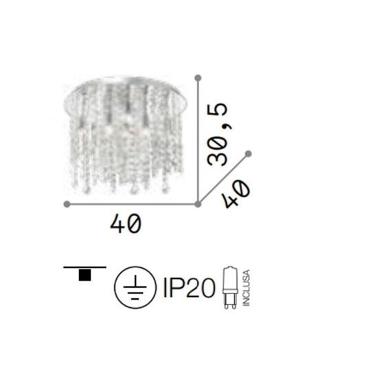 Royal pl8 ideal lux plafoniera tonda cromo cristalli molati