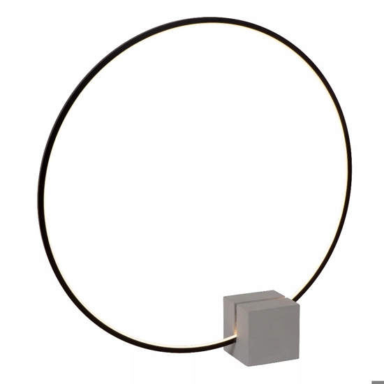 Lampada da terra cerchio nero led base di cemento design moderna