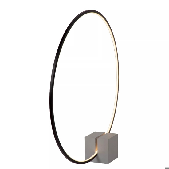 Lampada da terra cerchio nero led base di cemento design moderna