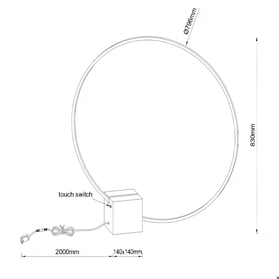 Lampada da terra cerchio nero led base di cemento design moderna